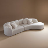 Round Arm Curved Boucle Sofa