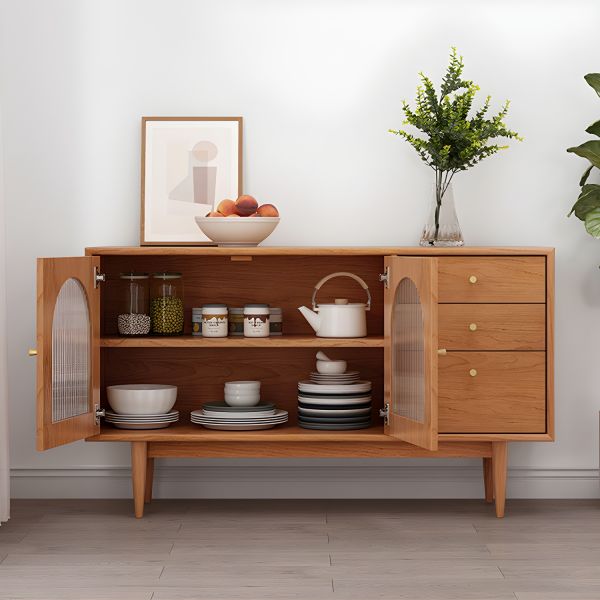 Sideboard with Arched Rattan Panels