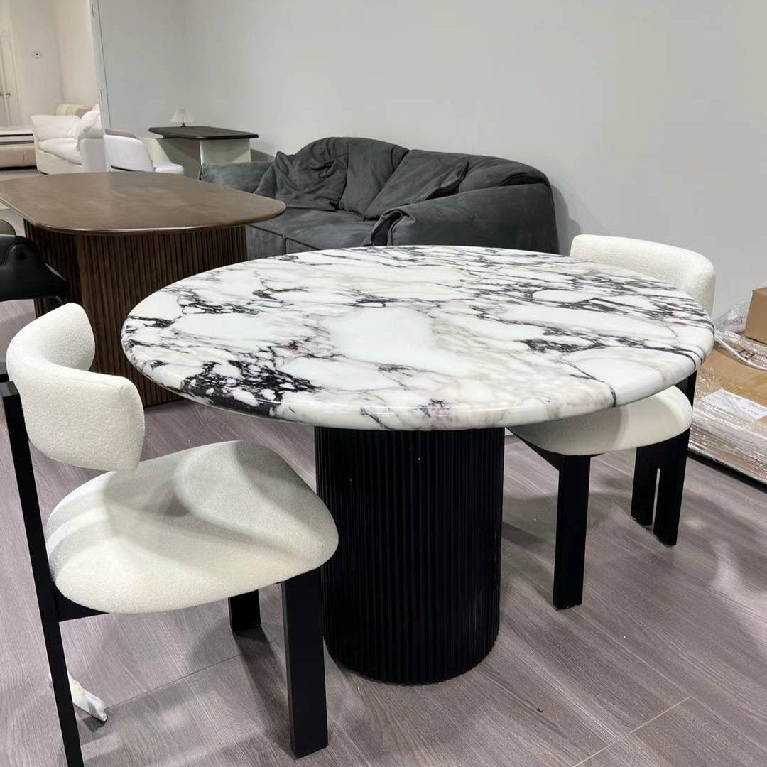 Round Artificial Marble Top Dining Table