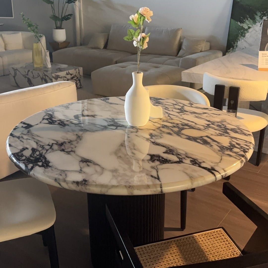 Round Artificial Marble Top Dining Table