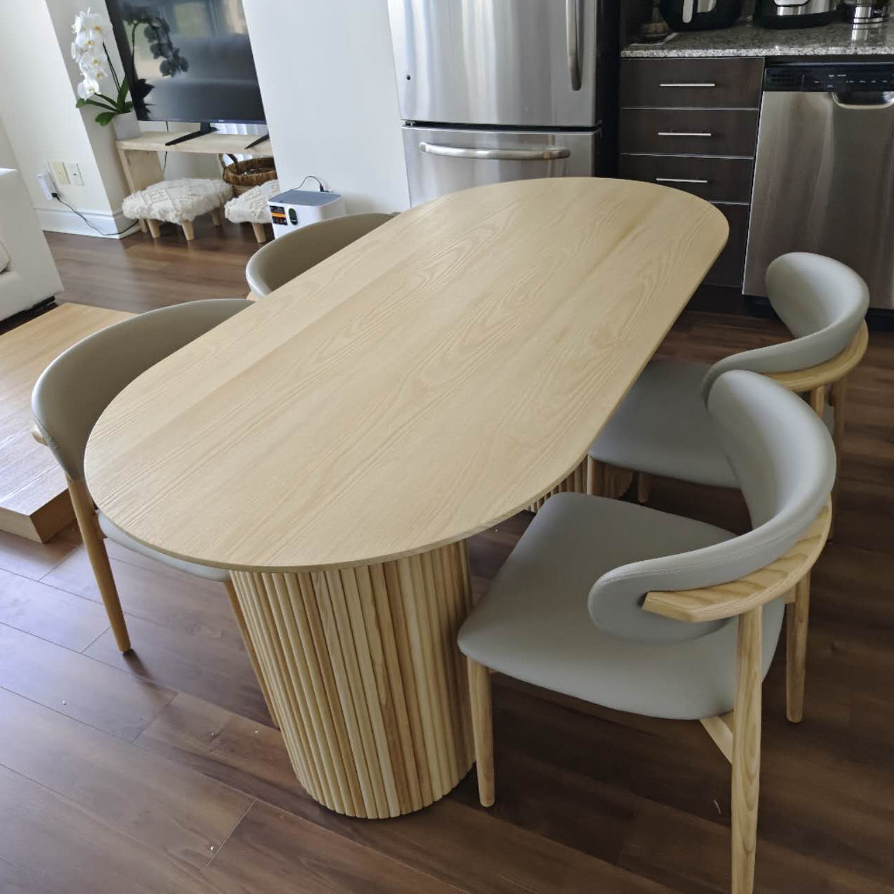 Oval Ash Wood Dining Table