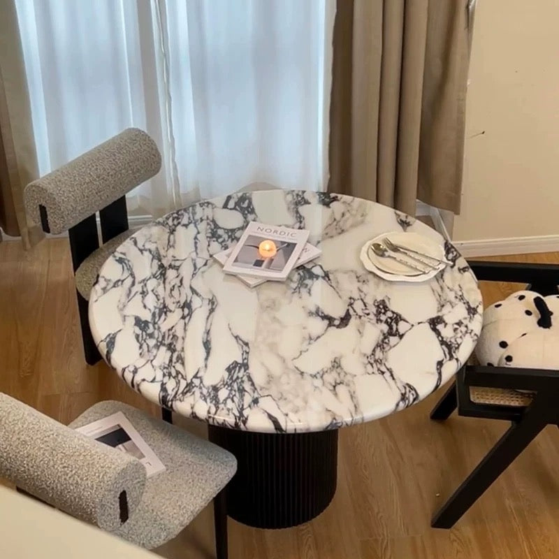 Round Artificial Marble Top Dining Table