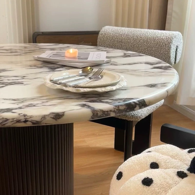Round Artificial Marble Top Dining Table