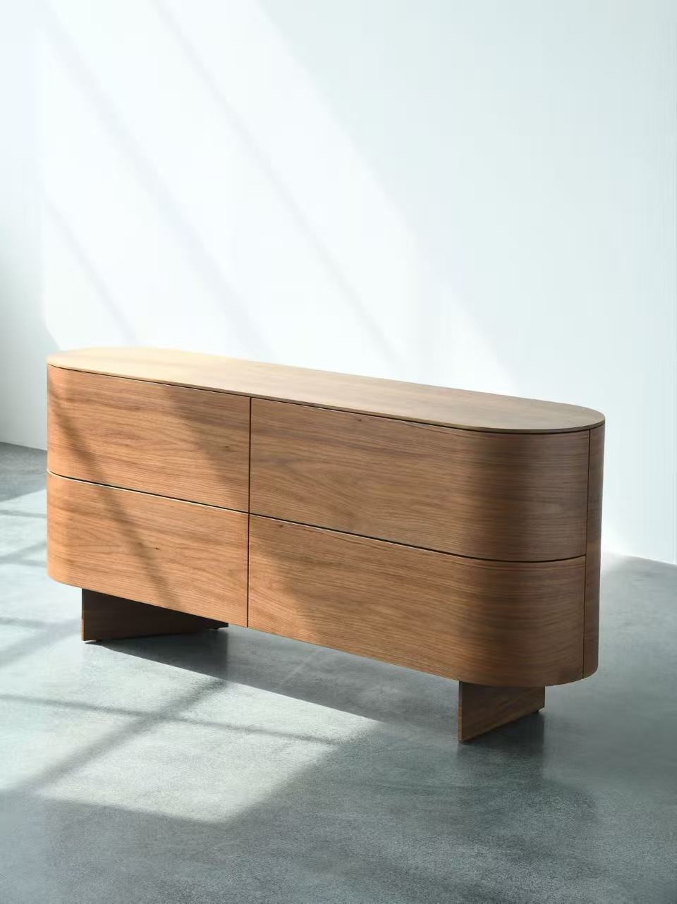 Oval Walnut 6-Drawer Double Dresser