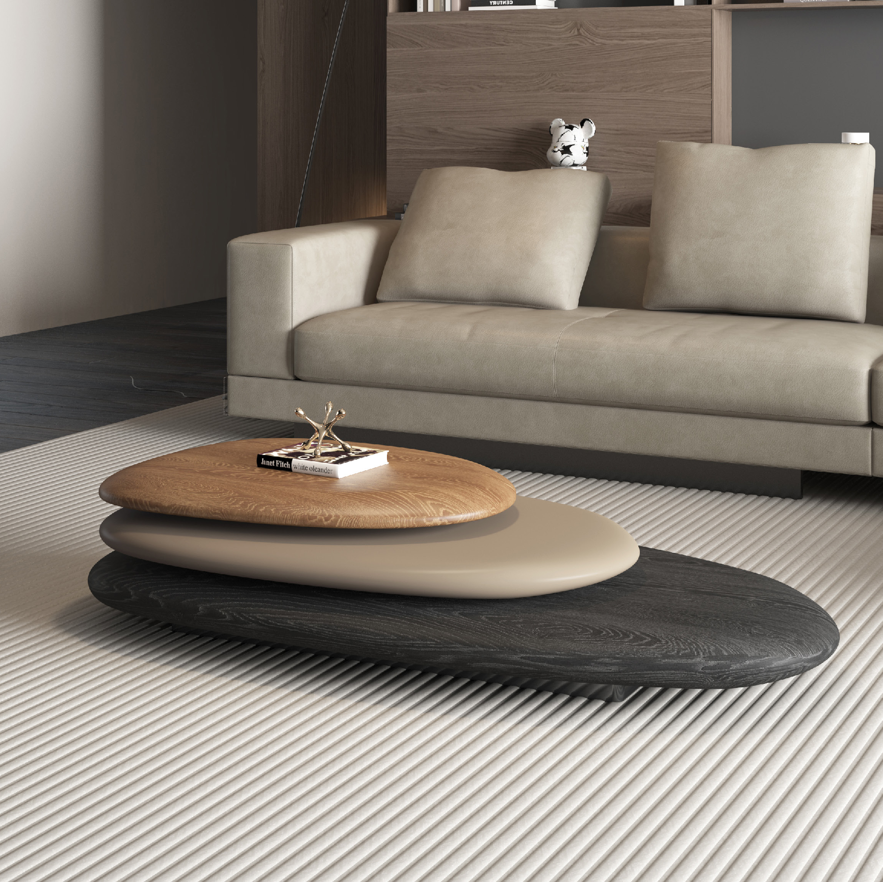 360° Rotating Pebble Coffee Table